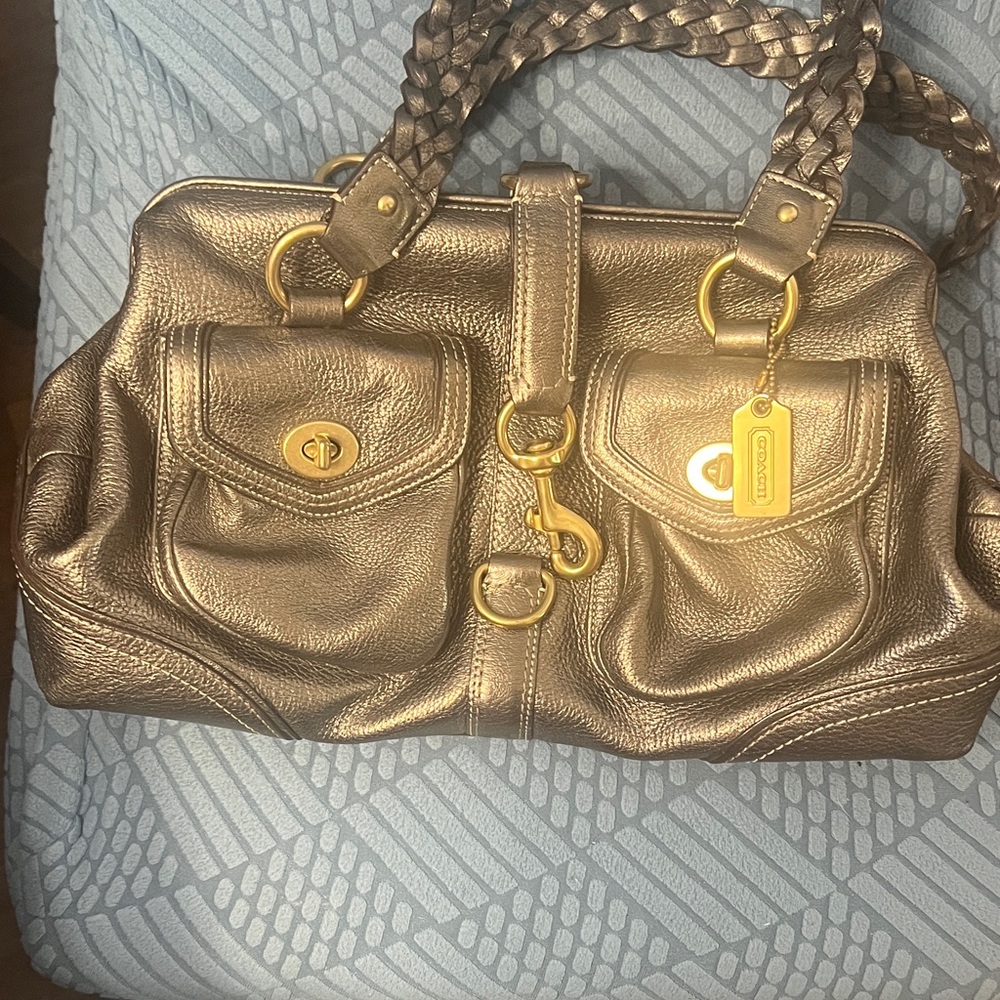 Coach Daphne large Metallic Pewter Shoulder Bag